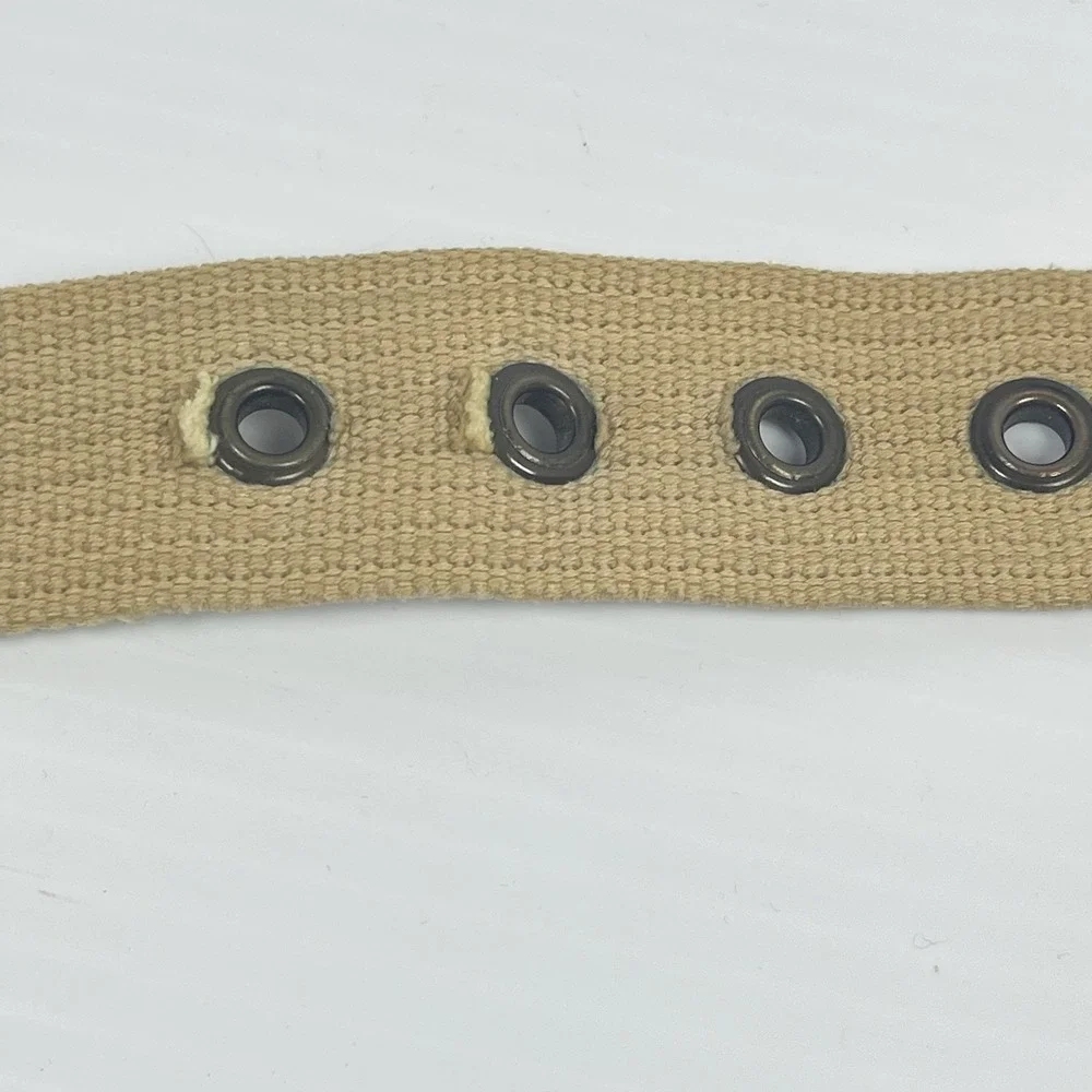 Fossil Utility Woven Cloth Belt‎ Size 40 Men's Beige Tan Brown Leather Accent